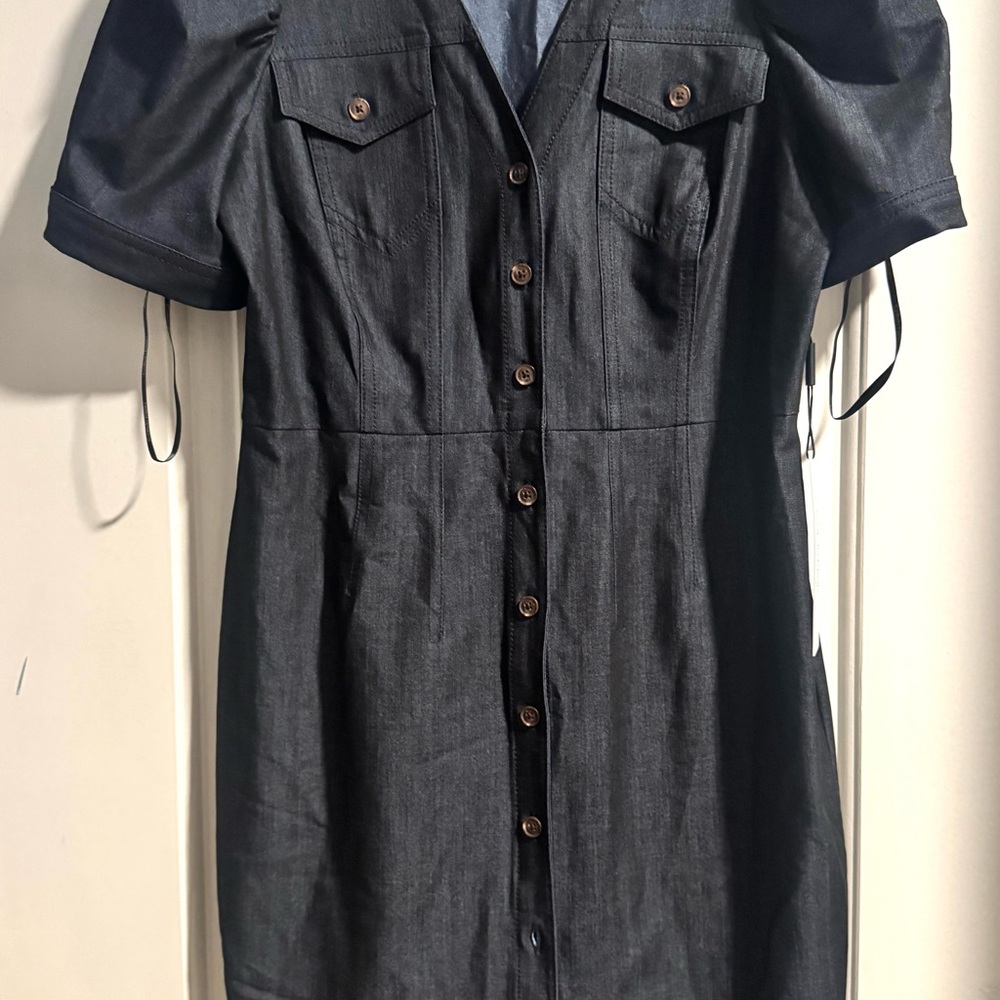 Calvin Klein Black Button-Up Denim Dress